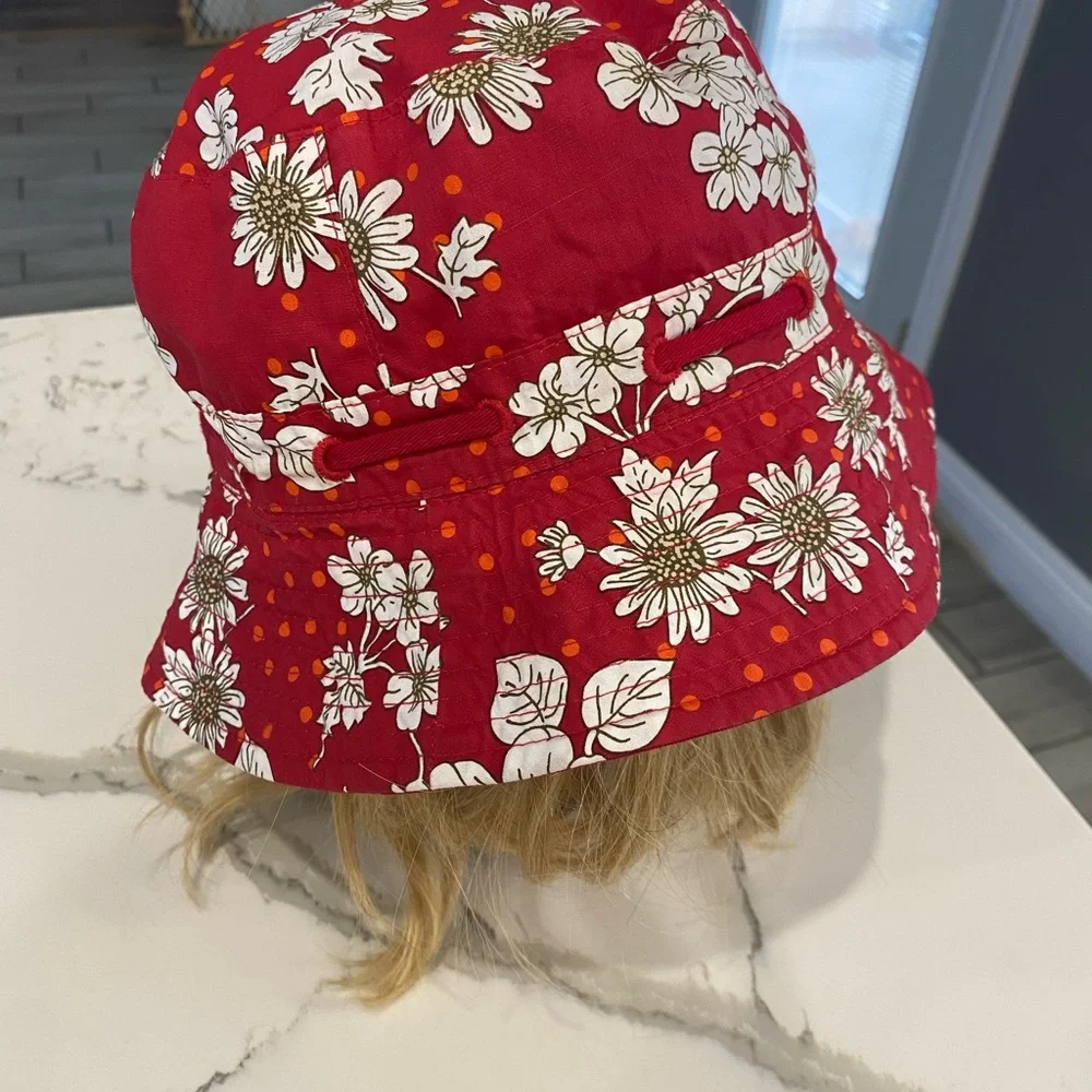 Bucket Hat Double sided color red and flower